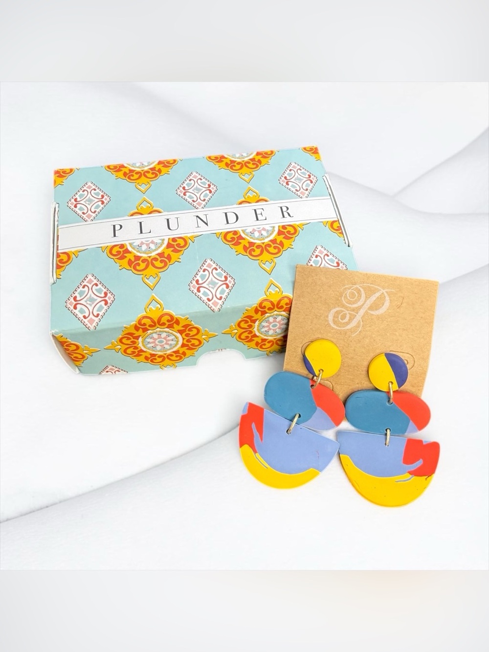 💛💙♥️PLUNDER💛💙♥️Primary Colors Drop Earrings/NIB